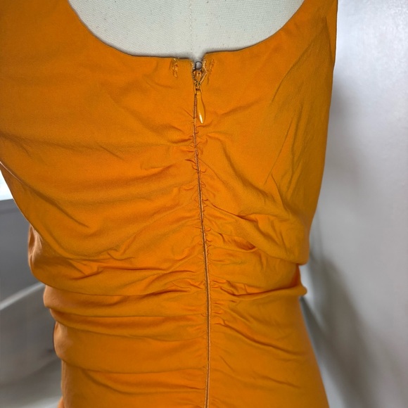 Mango Orange One‑Shoulder Dress Sleek Vibrant Asymmetrical Midi Women’s Size 6 - Picture 10 of 15